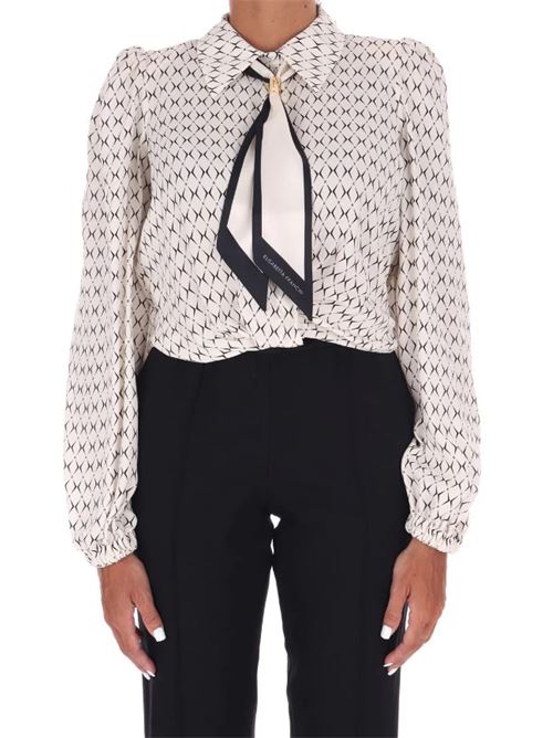 Cropped shirt in rhombus print georgette with scarf ELISABETTA FRANCHI | CA08746E2.E84